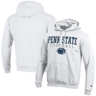 Champion Men's NCAA Penn State Nittany Lions Football Stack Pullover Hoodie, White, Medium