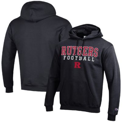 Champion Men's Rutgers Scarlet Knights NCAA Rutgers Knights Football Stack Pullover Hoodie, Black, 3XL