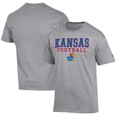 Champion Men's NCAA Kansas Jayhawks Football Stack T-Shirt, Gray, 3XL