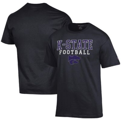 Champion Men's NCAA Kansas State Wildcats Football Stack T-Shirt, Black, 3XL