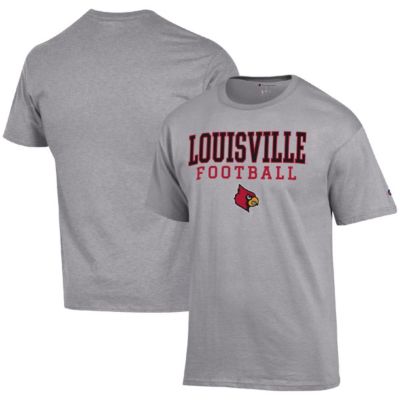 Champion Men's NCAA Louisville Cardinals Football Stack T-Shirt, Gray, 3XL