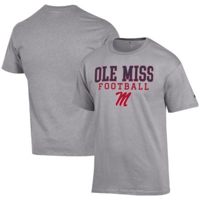 Champion Men's NCAA Ole Miss Rebels Football Stack T-Shirt, Gray, 3XL