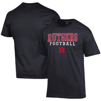 Champion Men's Rutgers Scarlet Knights NCAA Rutgers Knights Football Stack T-Shirt, Black, 3XL