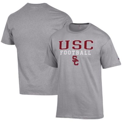 Champion Men's NCAA USC Trojans Football Stack T-Shirt, Gray, 3XL