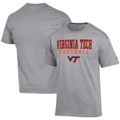 Champion Men's NCAA Virginia Tech Hokies Football Stack T-Shirt, Gray, 3XL