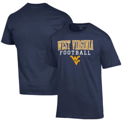 Champion Men's NCAA West Virginia Mountaineers Football Stack T-Shirt, Navy Blue, Small