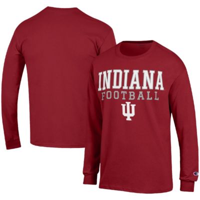 Champion Men's NCAA Indiana Hoosiers Football Stack Long Sleeve T-Shirt, Crimson, Small