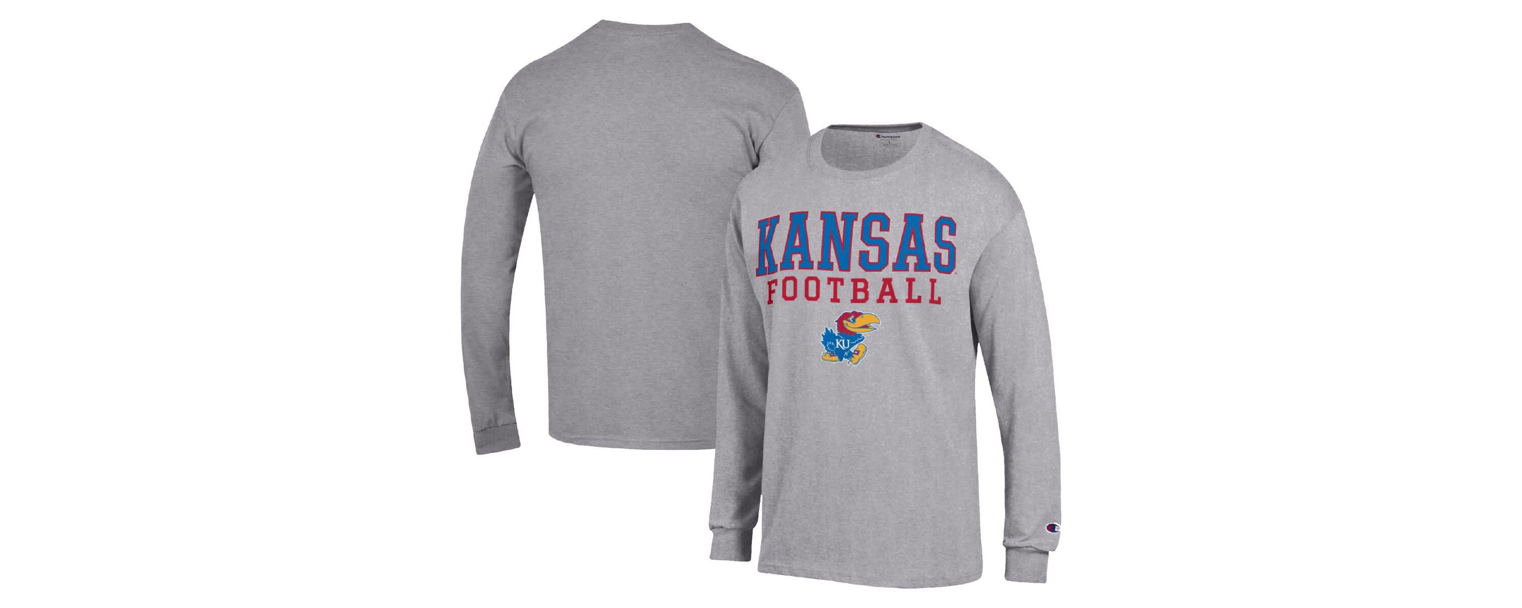 NCAA Kansas Jayhawks Football Stack Long Sleeve T-Shirt