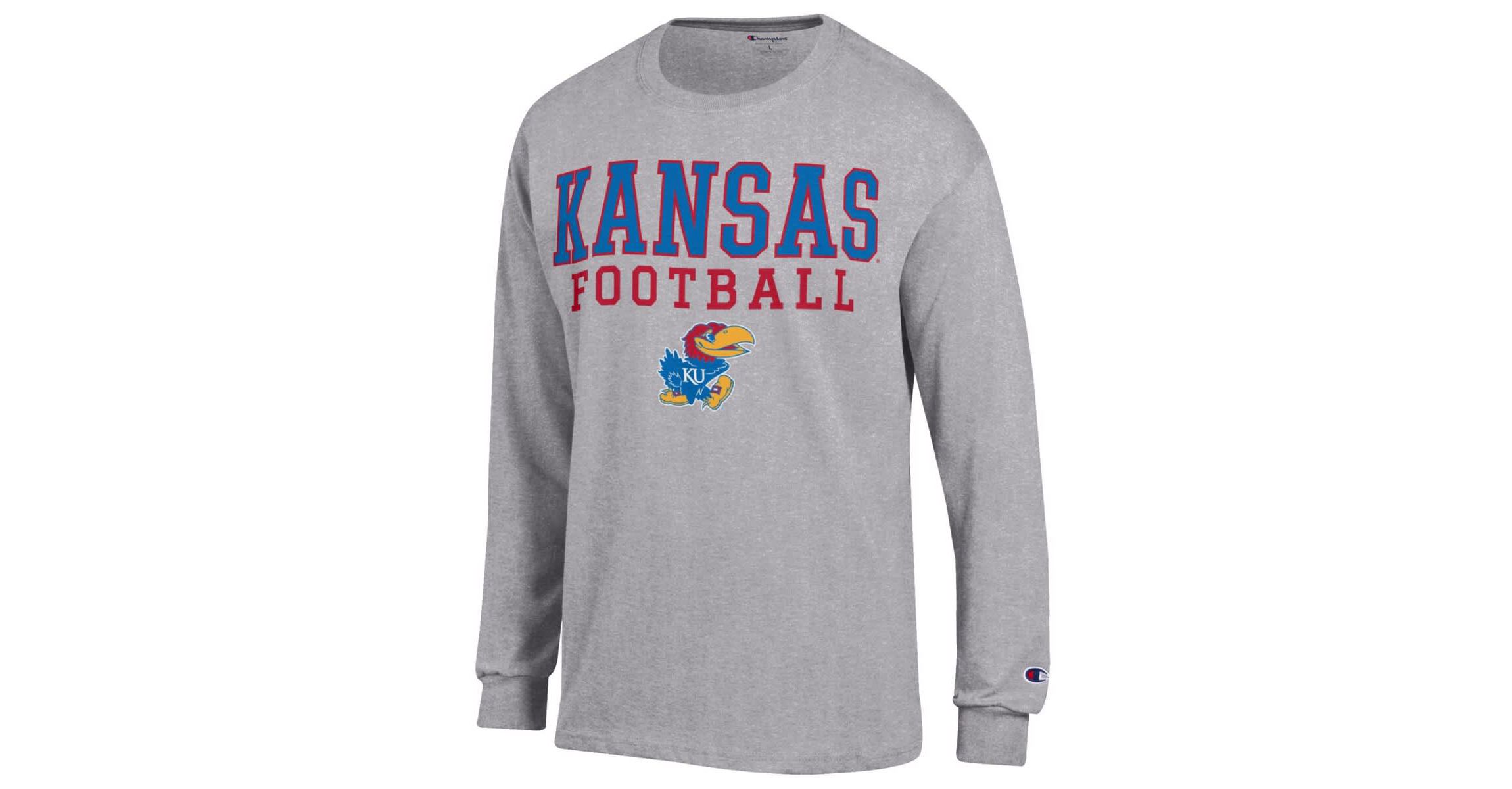 NCAA Kansas Jayhawks Football Stack Long Sleeve T-Shirt