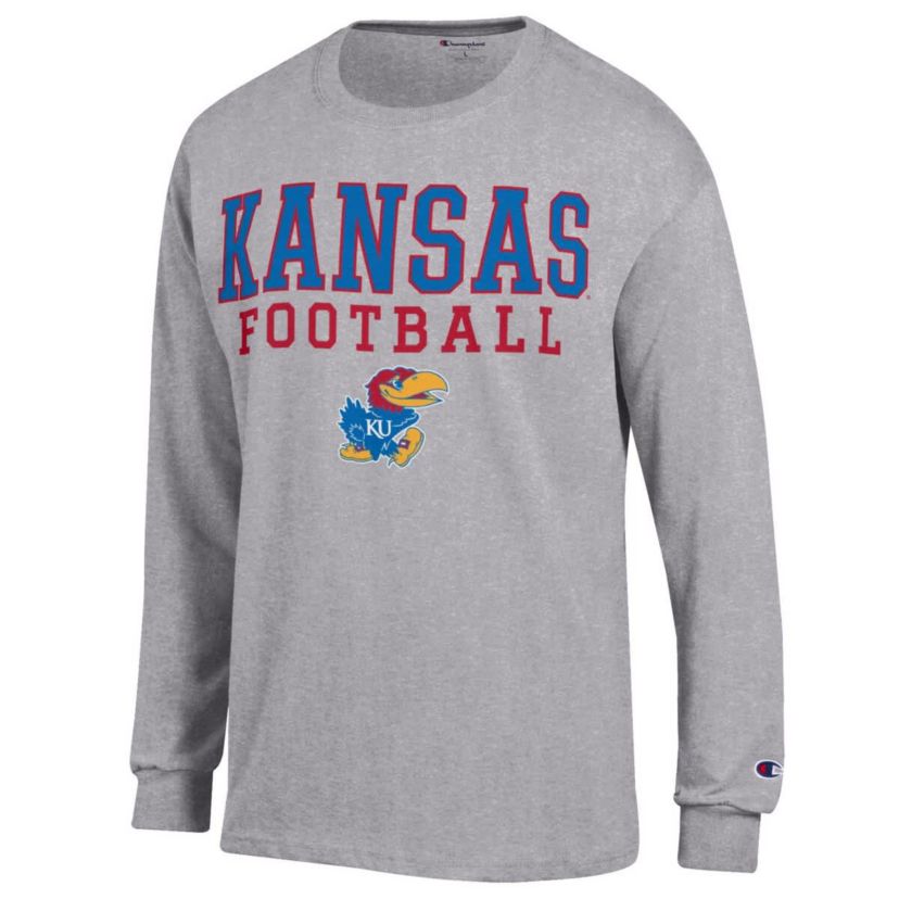 NCAA Kansas Jayhawks Football Stack Long Sleeve T-Shirt