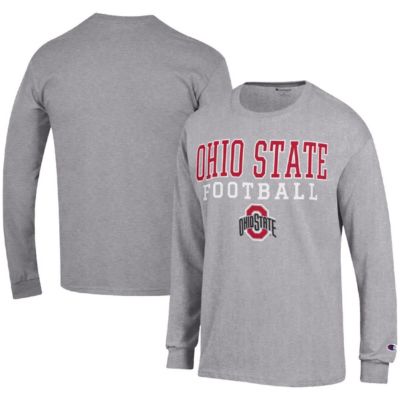 Champion Men's NCAA Ohio State Buckeyes Football Stack Long Sleeve T-Shirt, Gray, 3XL