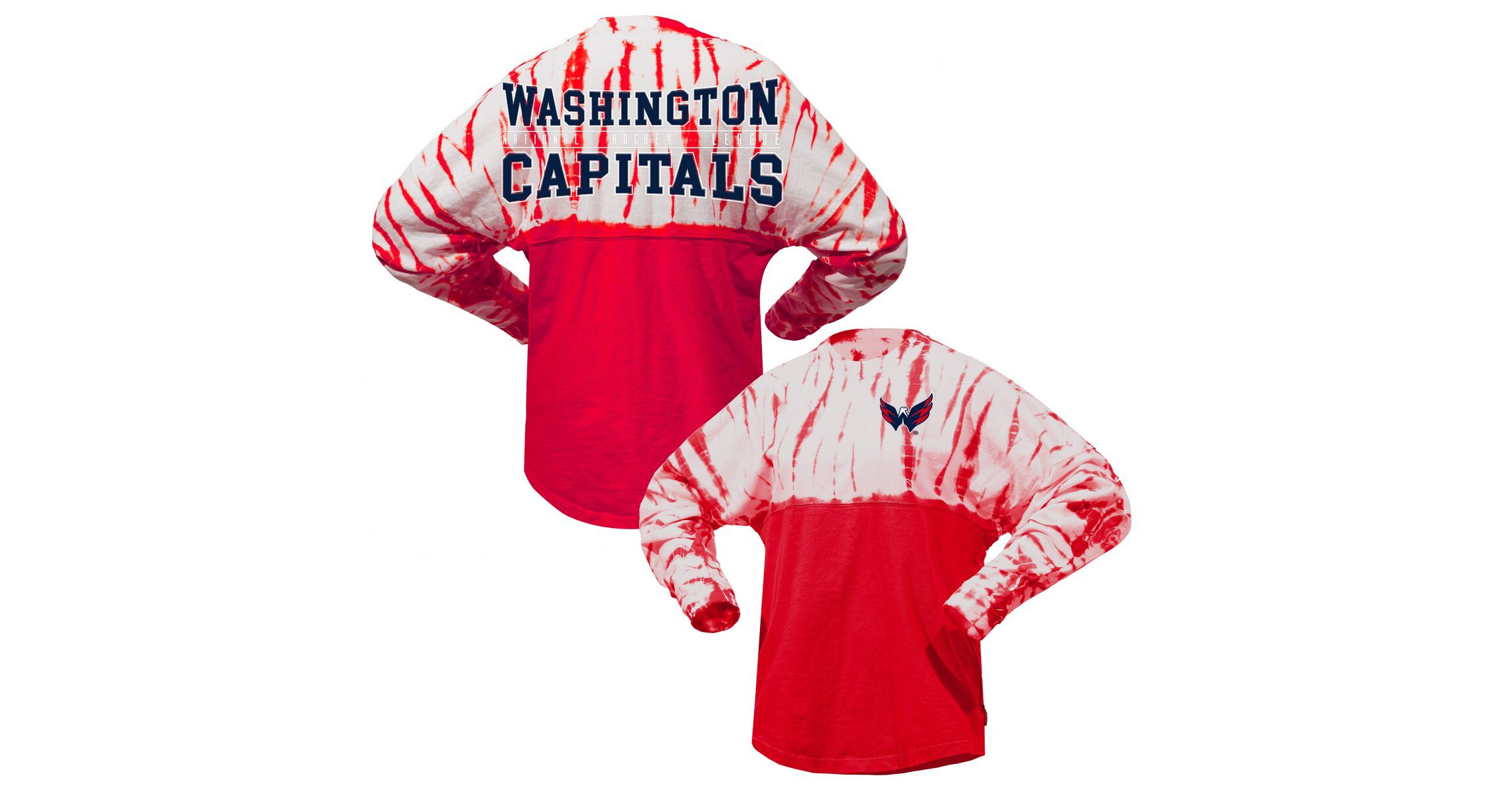 NHL Unisex Washington Capitals Crystal Half Dye Long Sleeve T-Shirt