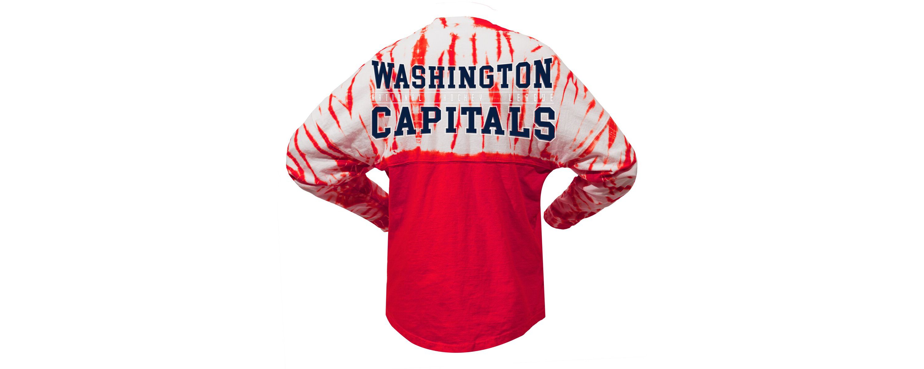 NHL Unisex Washington Capitals Crystal Half Dye Long Sleeve T-Shirt