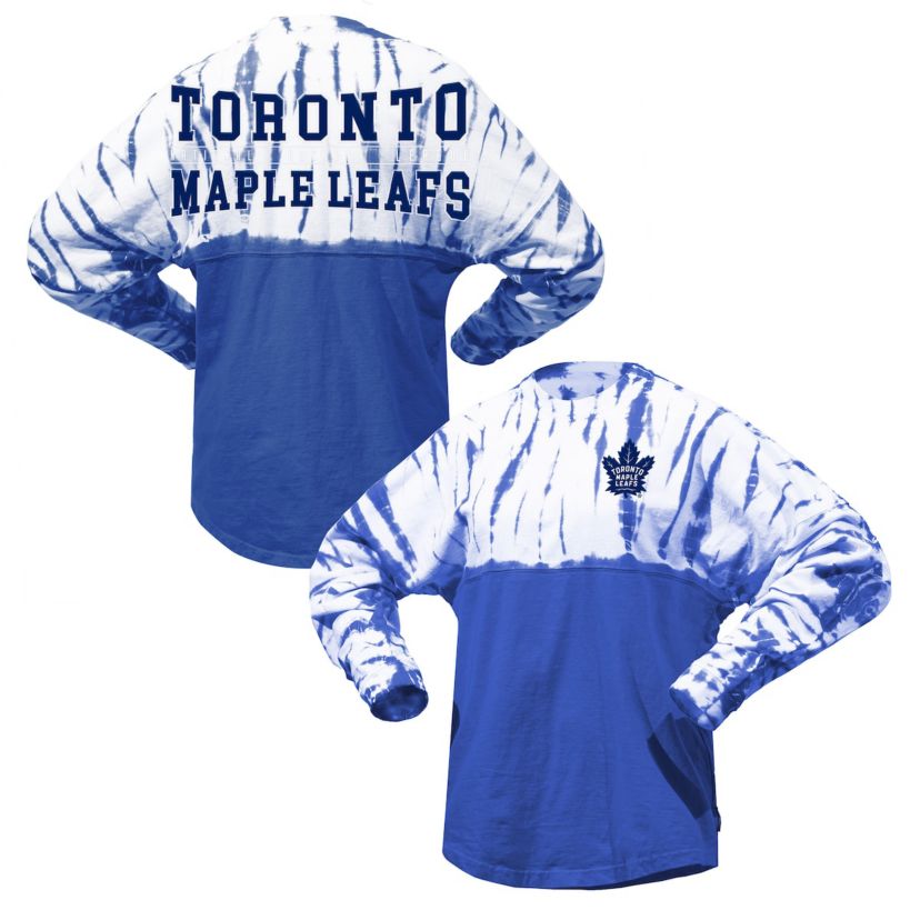 NHL Unisex Toronto Maple Leafs Crystal Half Dye Long Sleeve T-Shirt