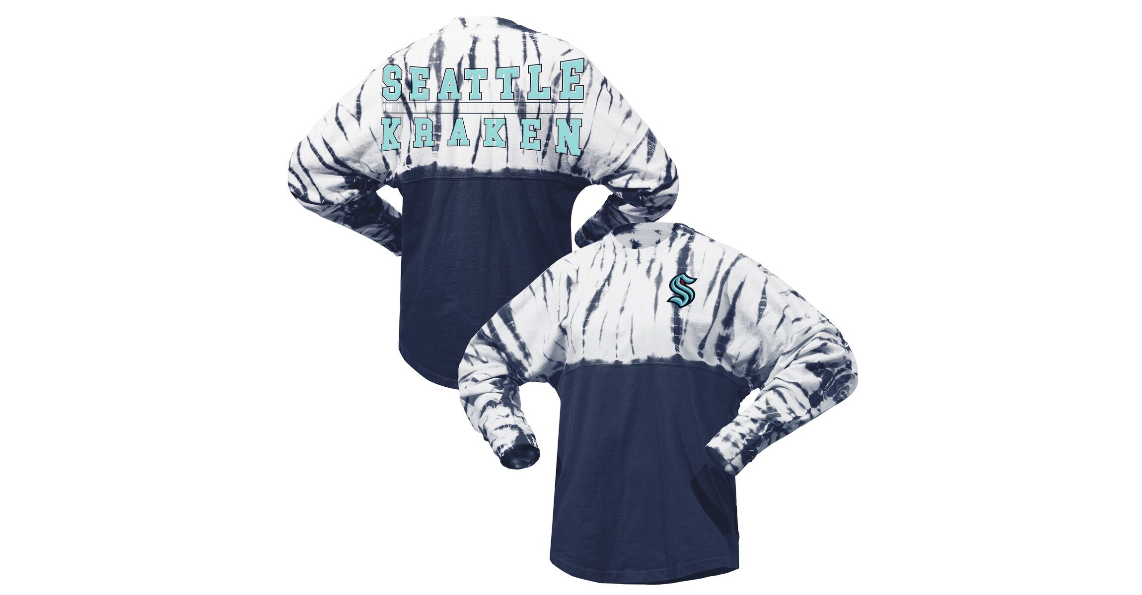 NHL Unisex Deep Sea Seattle Kraken Crystal Half Dye Long Sleeve T-Shirt