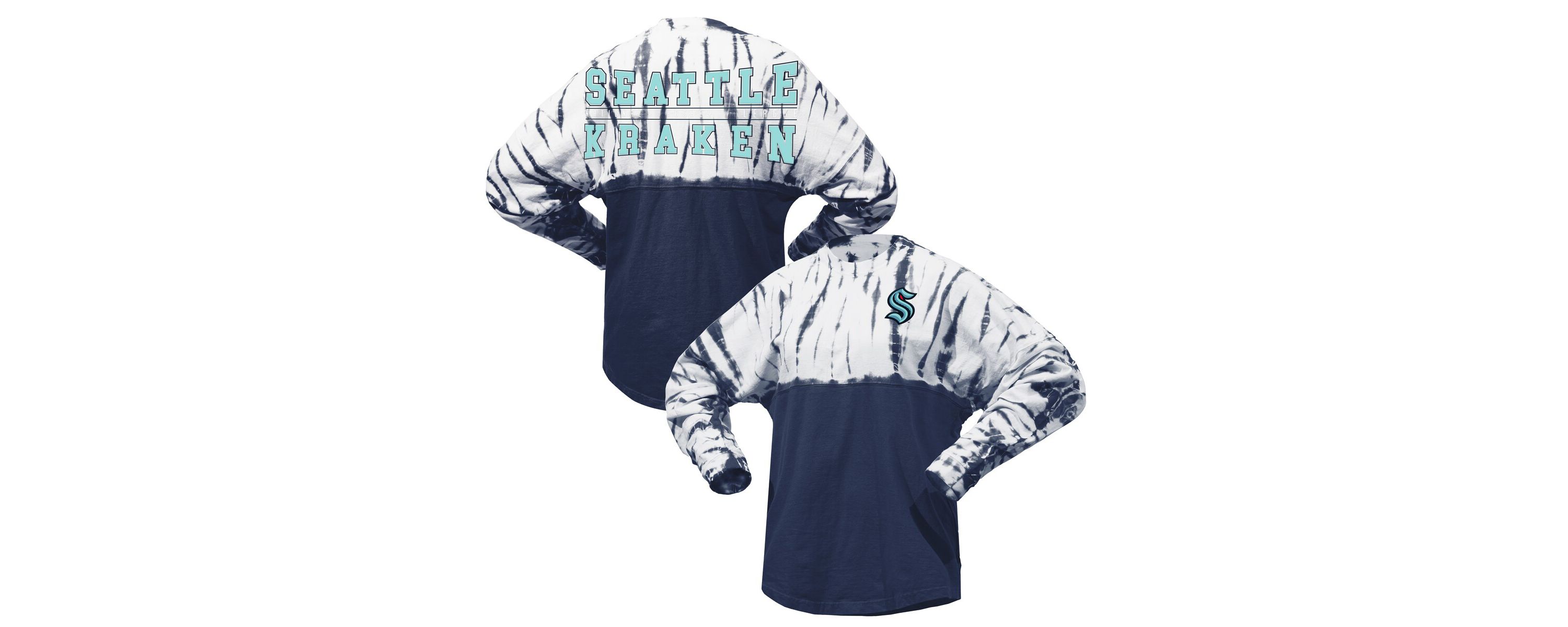 NHL Unisex Deep Sea Seattle Kraken Crystal Half Dye Long Sleeve T-Shirt