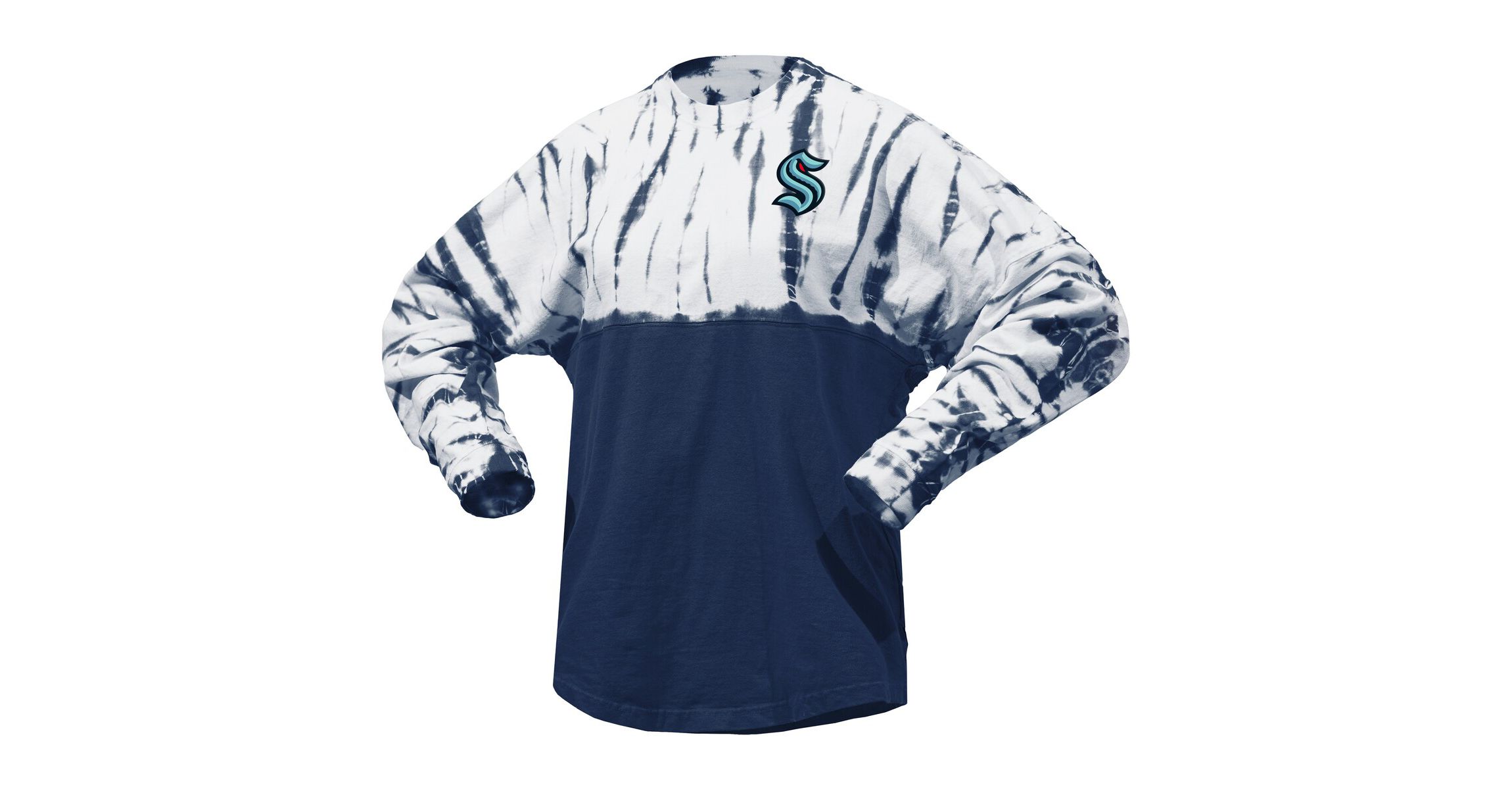 NHL Unisex Deep Sea Seattle Kraken Crystal Half Dye Long Sleeve T-Shirt