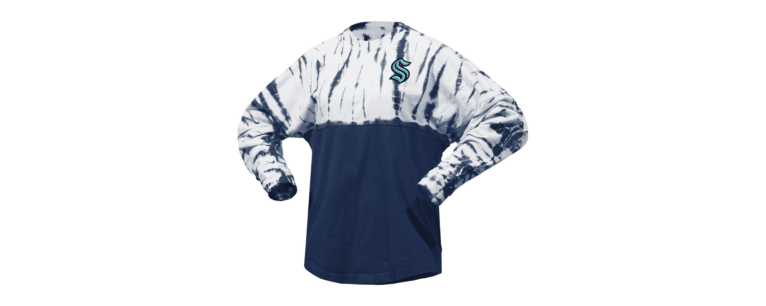 NHL Unisex Deep Sea Seattle Kraken Crystal Half Dye Long Sleeve T-Shirt