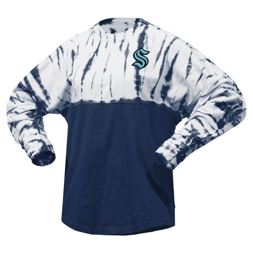 NHL Unisex Deep Sea Seattle Kraken Crystal Half Dye Long Sleeve T-Shirt