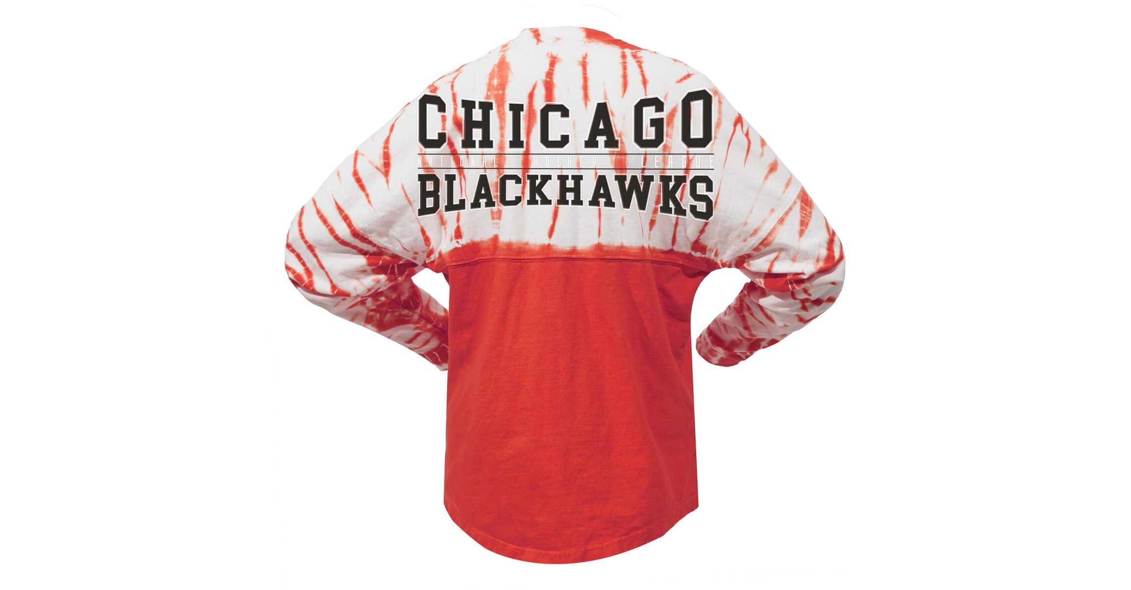 NHL Unisex Chicago Blackhawks Crystal Half Dye Long Sleeve T-Shirt