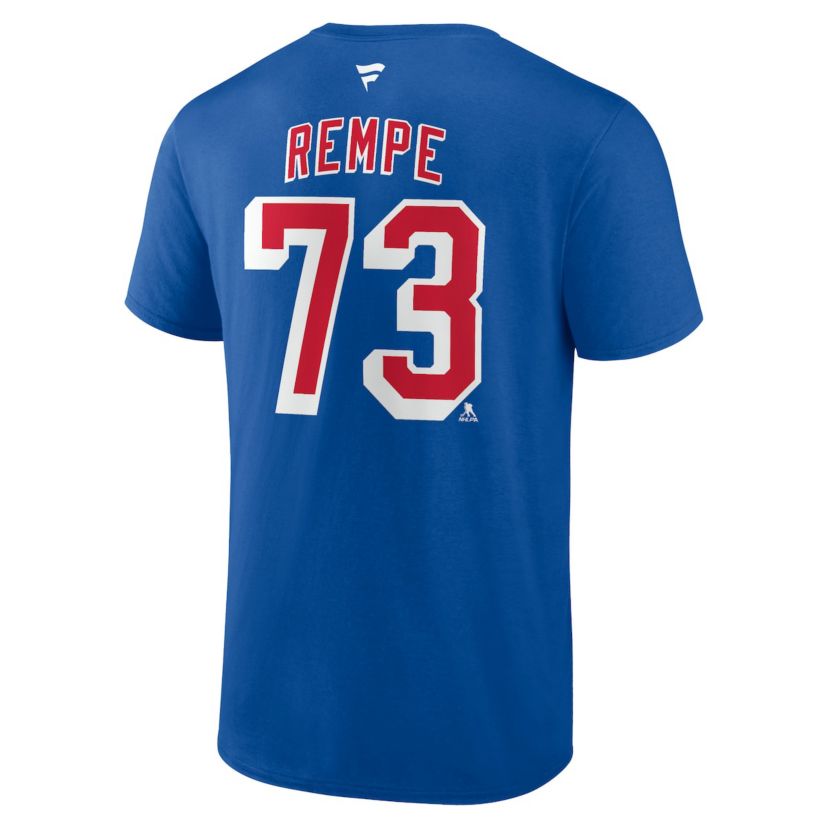 NHL Fanatics Matt Rempe New York Rangers Authentic Stack Name & Number T-Shirt