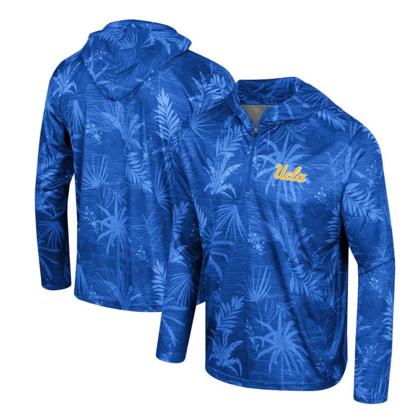 NCAA UCLA Bruins Palms Printed Lightweight Quarter-Zip Hooded Top