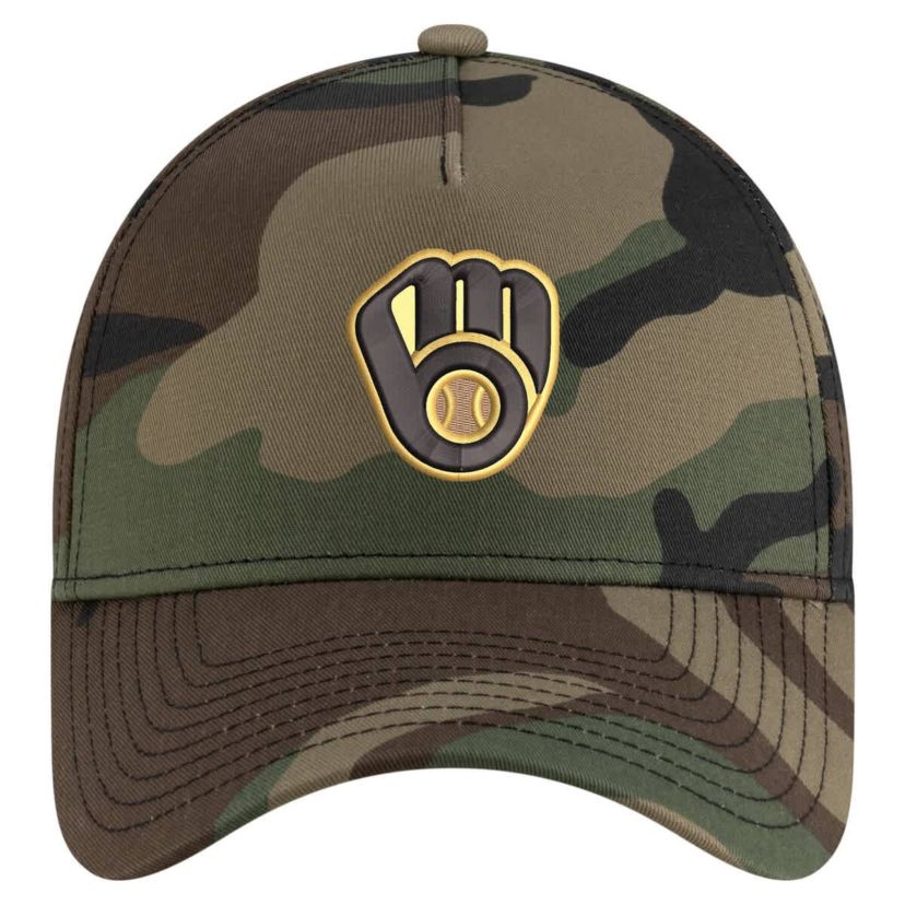 MLB Milwaukee Brewers Woodland Team Pop 9FORTY A-Frame Adjustable Hat