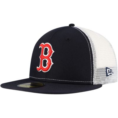 New Era Men's Boston Red Sox MLB Boston Sox Team Color 59FIFTY Trucker Fitted Hat, Navy Blue, 7 1/8