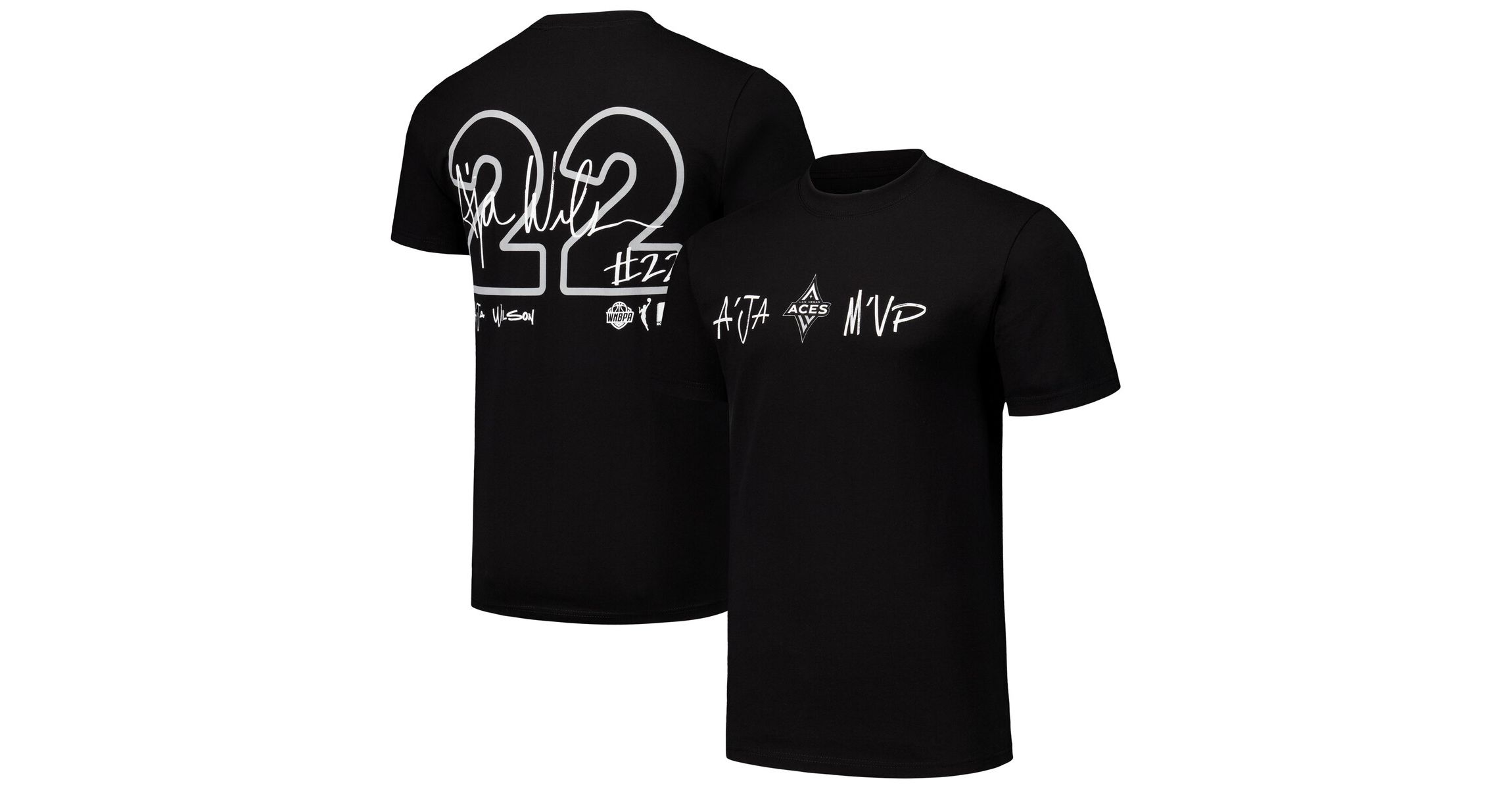 WNBA Unisex Aja Las Vegas Aces Player Signature Name & Number T-Shirt