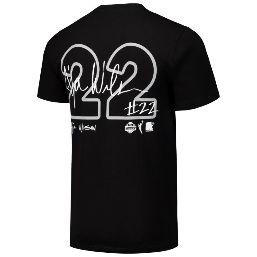 WNBA Unisex Aja Las Vegas Aces Player Signature Name & Number T-Shirt