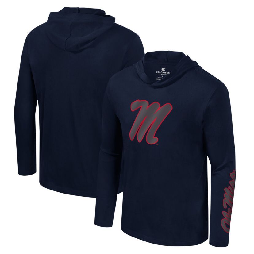 NCAA Ole Miss Rebels Color Pop Active Blend 2-Hit Long Sleeve Hooded T-Shirt