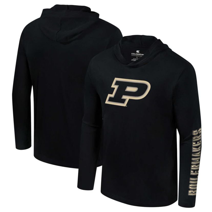 NCAA Purdue Boilermakers Color Pop Active Blend 2-Hit Long Sleeve Hooded T-Shirt