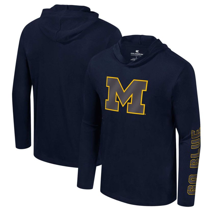 NCAA Michigan Wolverines Color Pop Active Blend 2-Hit Long Sleeve Hooded T-Shirt