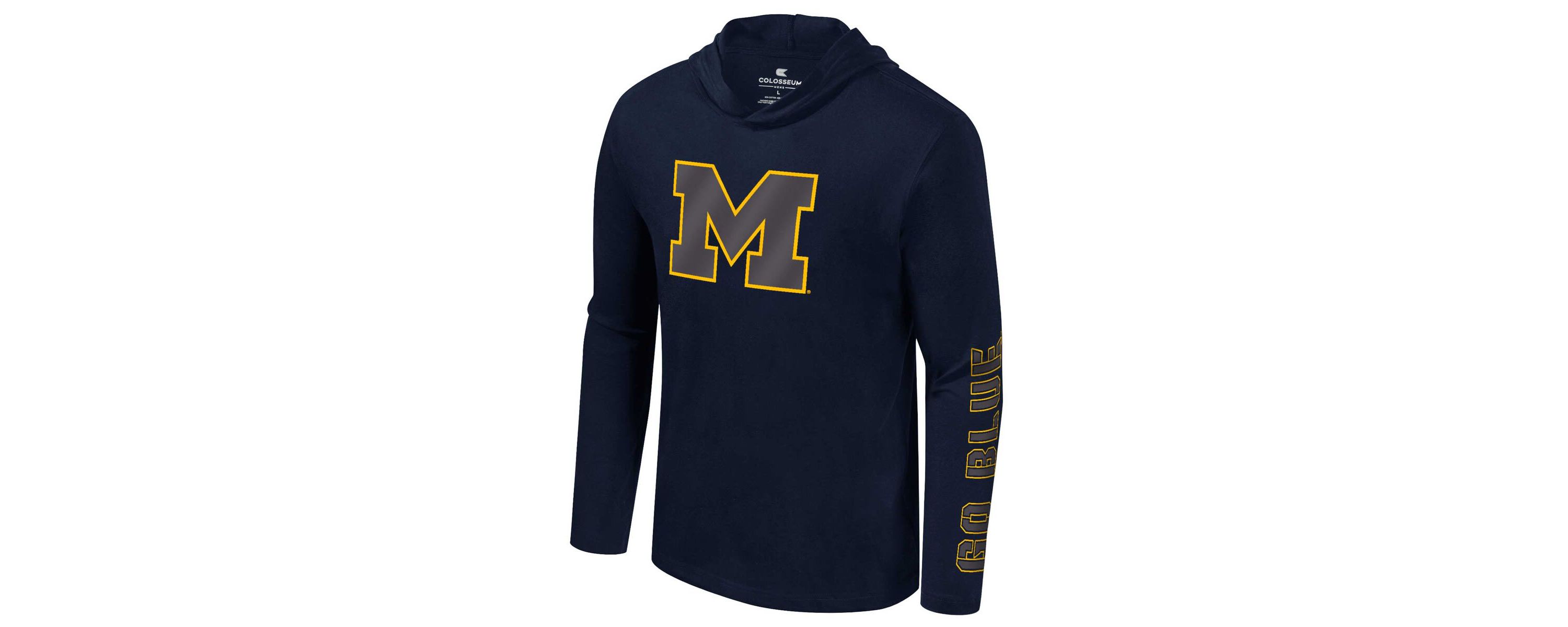 NCAA Michigan Wolverines Color Pop Active Blend 2-Hit Long Sleeve Hooded T-Shirt