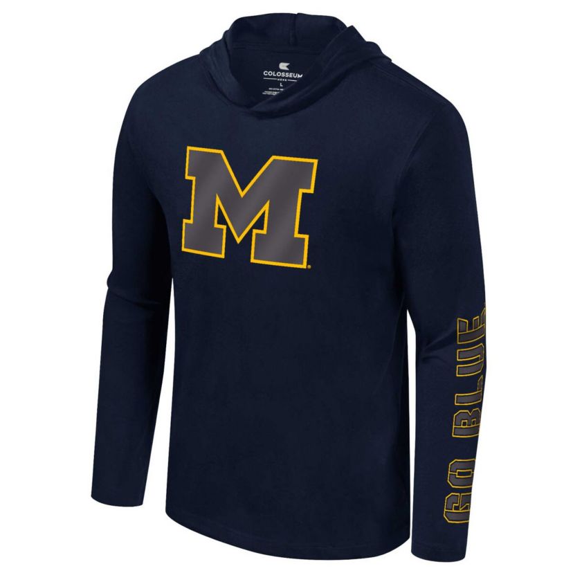 NCAA Michigan Wolverines Color Pop Active Blend 2-Hit Long Sleeve Hooded T-Shirt