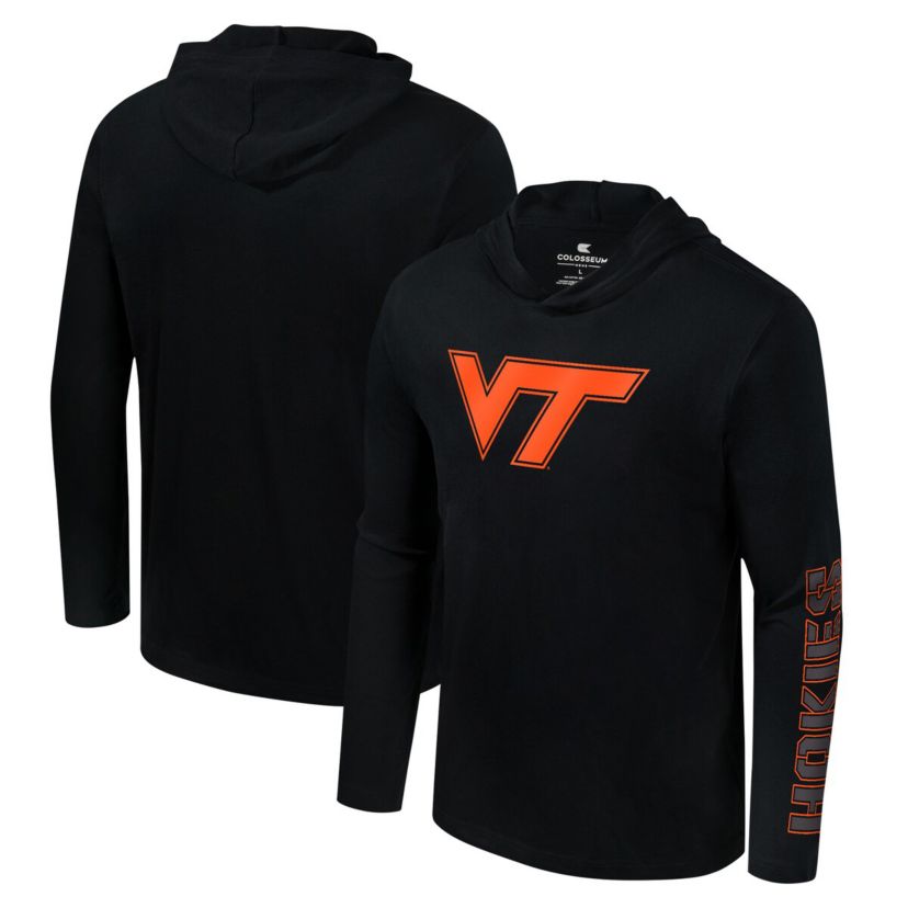 NCAA Virginia Tech Hokies Color Pop Active Blend 2-Hit Long Sleeve Hooded T-Shirt