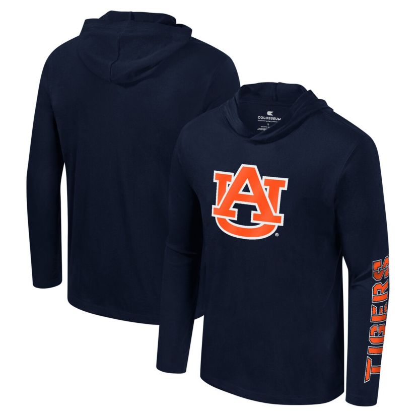 NCAA Auburn Tigers Color Pop Active Blend 2-Hit Long Sleeve Hooded T-Shirt