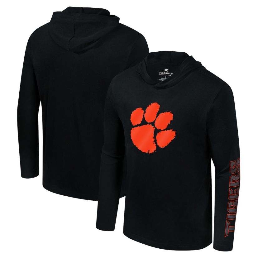 NCAA Clemson Tigers Color Pop Active Blend 2-Hit Long Sleeve Hooded T-Shirt