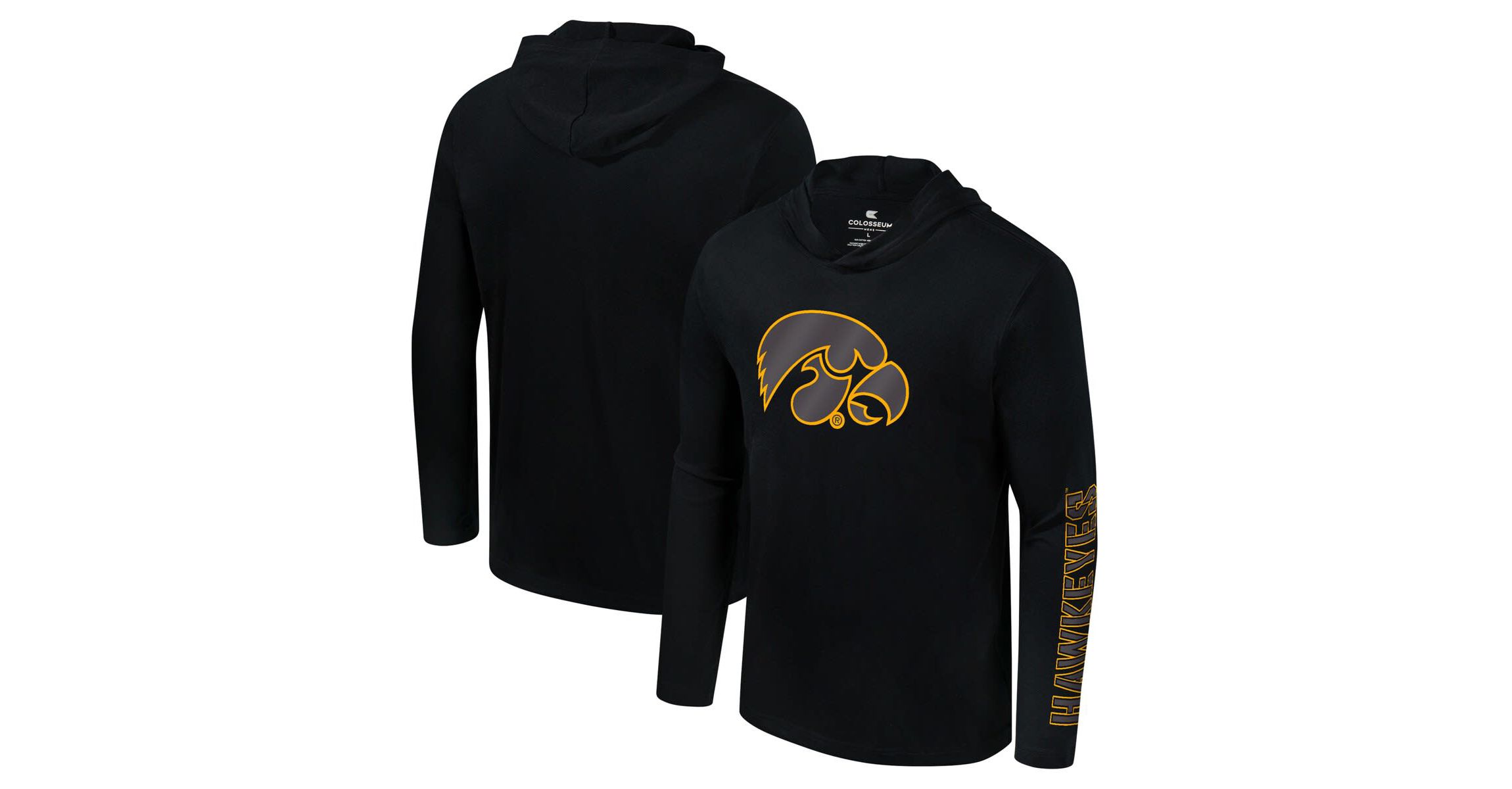NCAA Iowa Hawkeyes Color Pop Active Blend 2-Hit Long Sleeve Hooded T-Shirt
