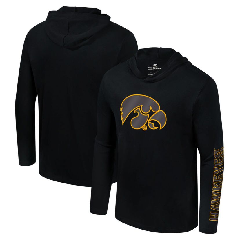NCAA Iowa Hawkeyes Color Pop Active Blend 2-Hit Long Sleeve Hooded T-Shirt