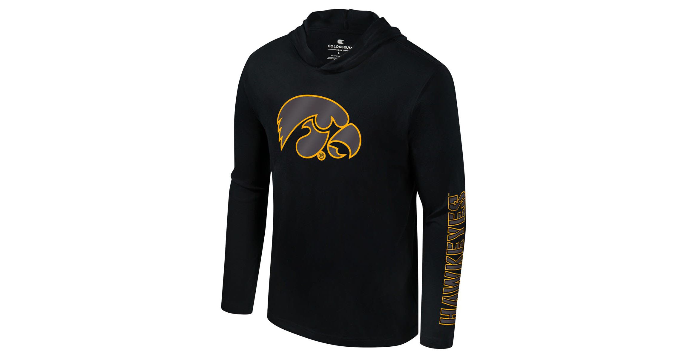 NCAA Iowa Hawkeyes Color Pop Active Blend 2-Hit Long Sleeve Hooded T-Shirt