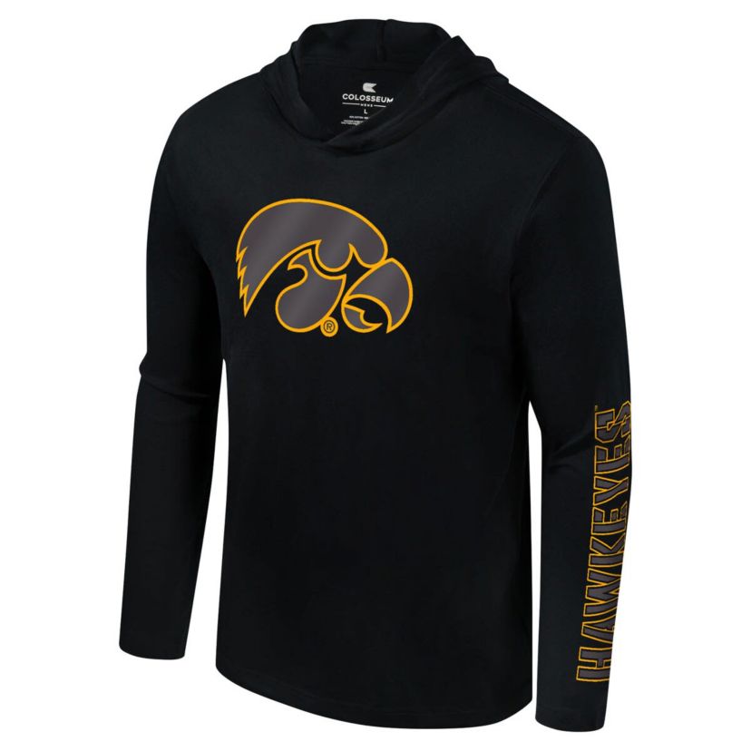 NCAA Iowa Hawkeyes Color Pop Active Blend 2-Hit Long Sleeve Hooded T-Shirt