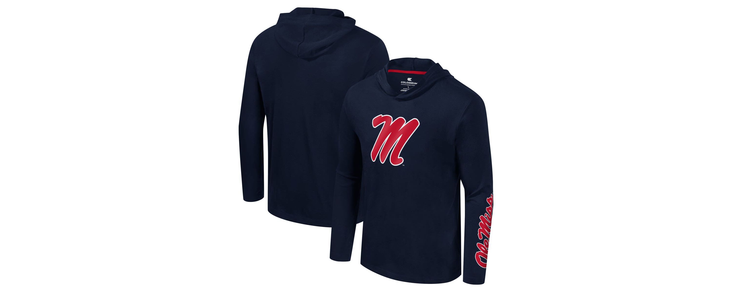 NCAA Ole Miss Rebels Logo Lockup Active Blend Long Sleeve T-Shirt Hoodie