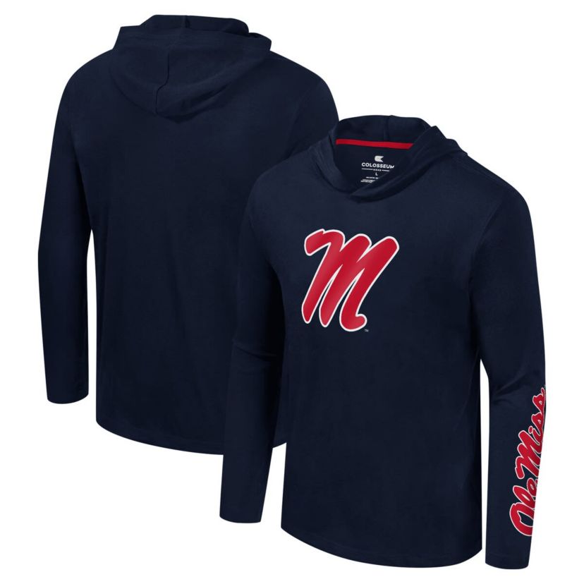 NCAA Ole Miss Rebels Logo Lockup Active Blend Long Sleeve T-Shirt Hoodie