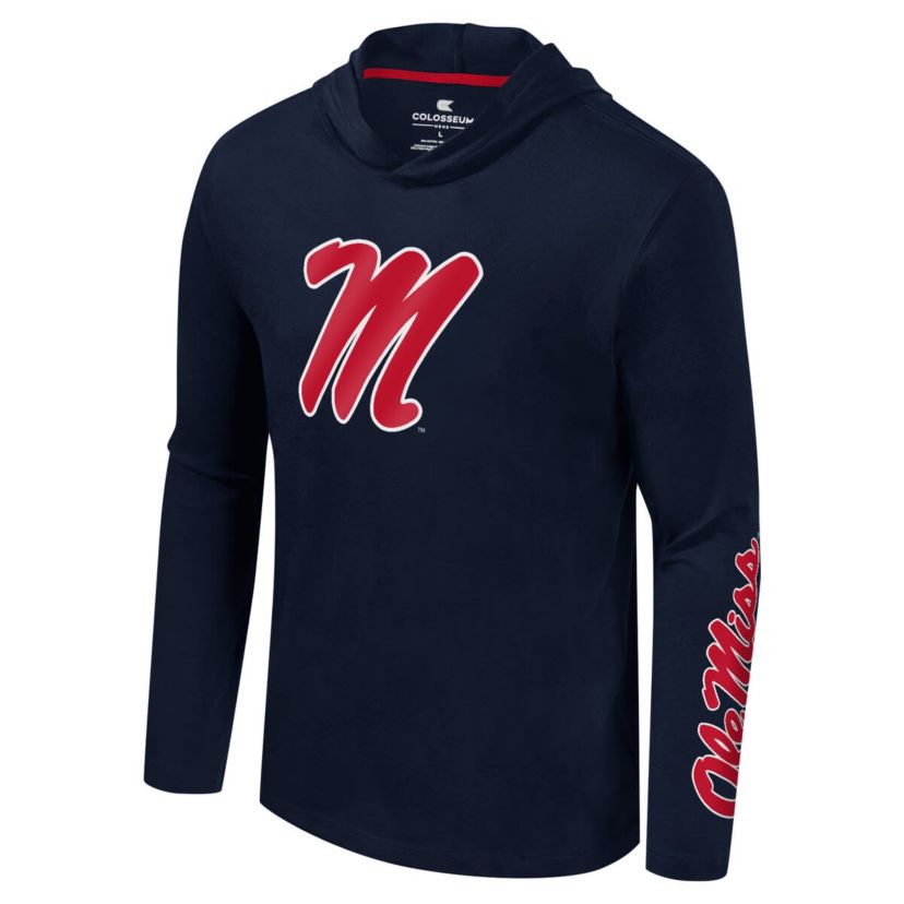 NCAA Ole Miss Rebels Logo Lockup Active Blend Long Sleeve T-Shirt Hoodie