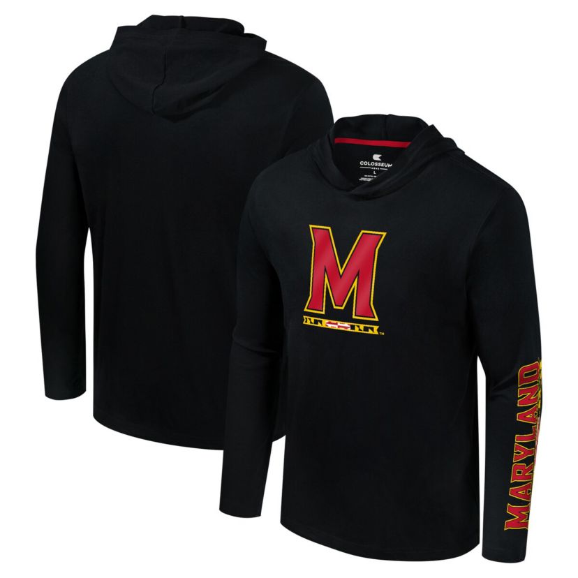 NCAA Maryland Terrapins Logo Lockup Active Blend Long Sleeve T-Shirt Hoodie