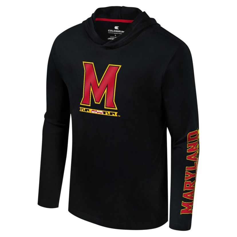 NCAA Maryland Terrapins Logo Lockup Active Blend Long Sleeve T-Shirt Hoodie