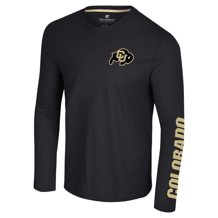 NCAA Colorado Buffaloes Logo Lockup 3-Hit Active Blend Long Sleeve T-Shirt