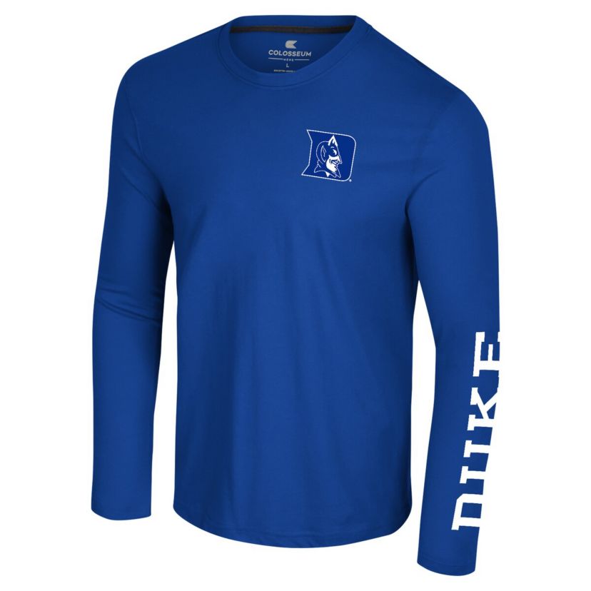 Duke Blue Devils NCAA Duke Devils Logo Lockup 3-Hit Active Blend Long Sleeve T-Shirt