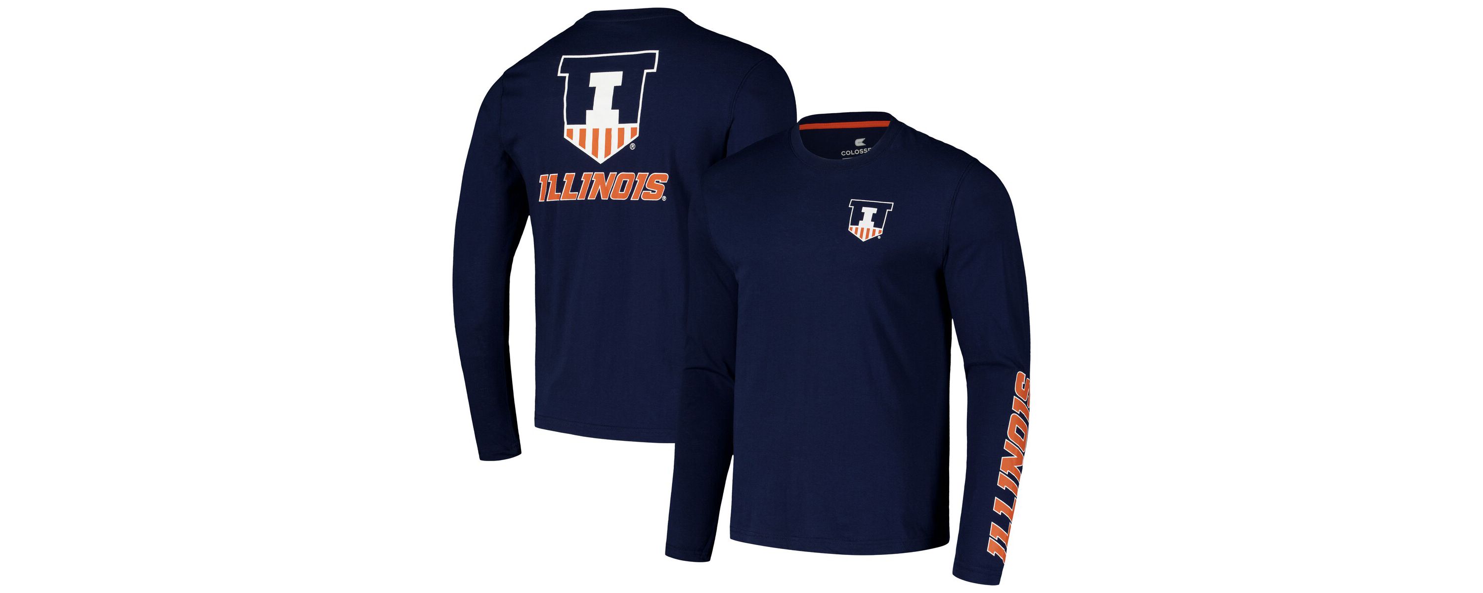 NCAA Illinois Fighting Illini Logo Lockup 3-Hit Active Blend Long Sleeve T-Shirt